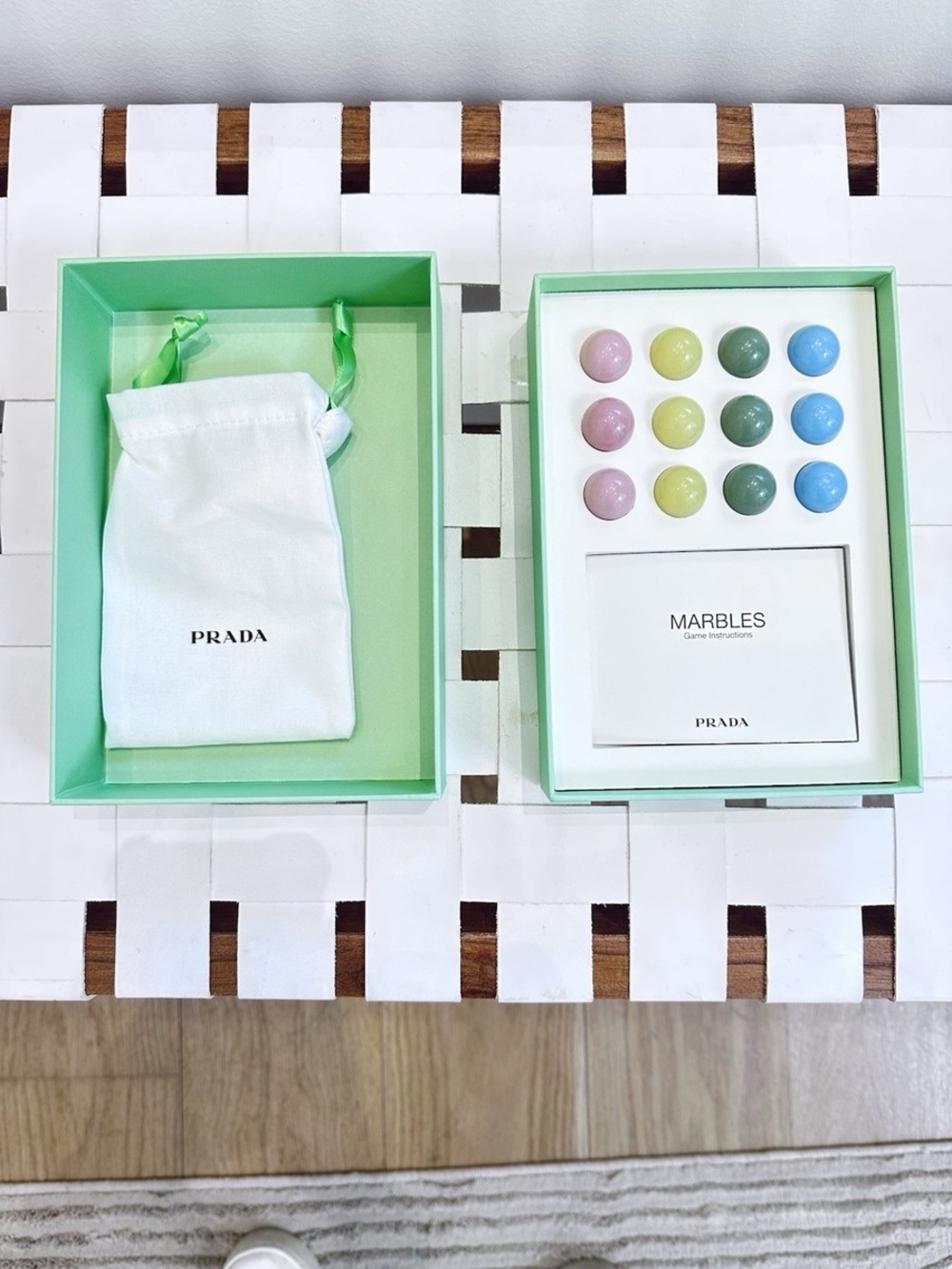 PRADA Pastel Marbles Game Set in Mint Box with White Pouch